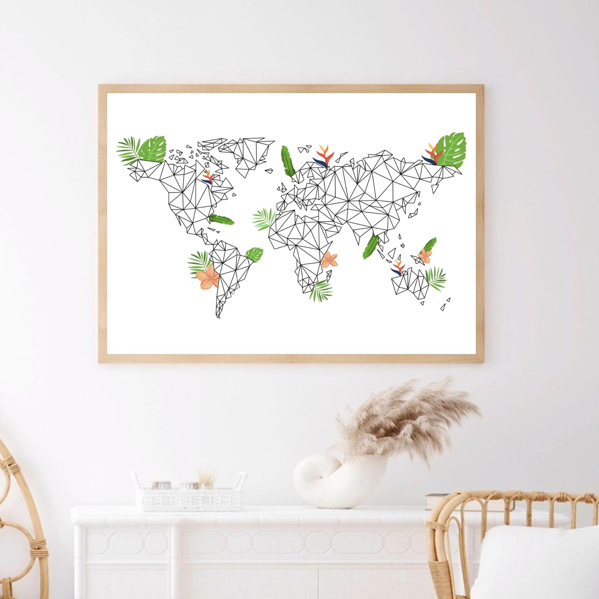 Affiche Décoration Murale - Carte Graphique Design Vintage - Impression Sur Toile/papier - Plusieurs Tailles