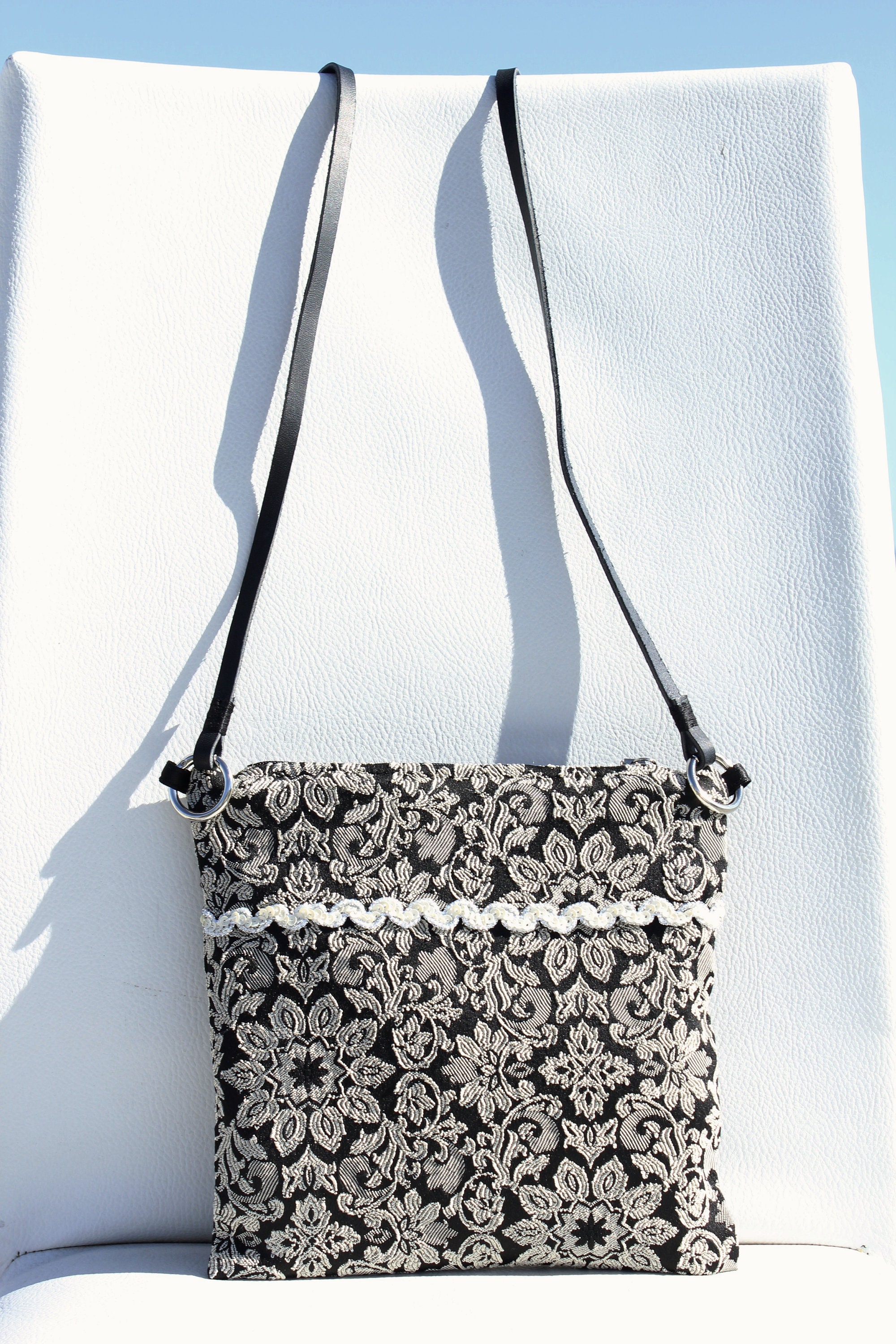 Small Crossbody Bag in Brocaded Fabric Soft With Trimmings Etsy UK