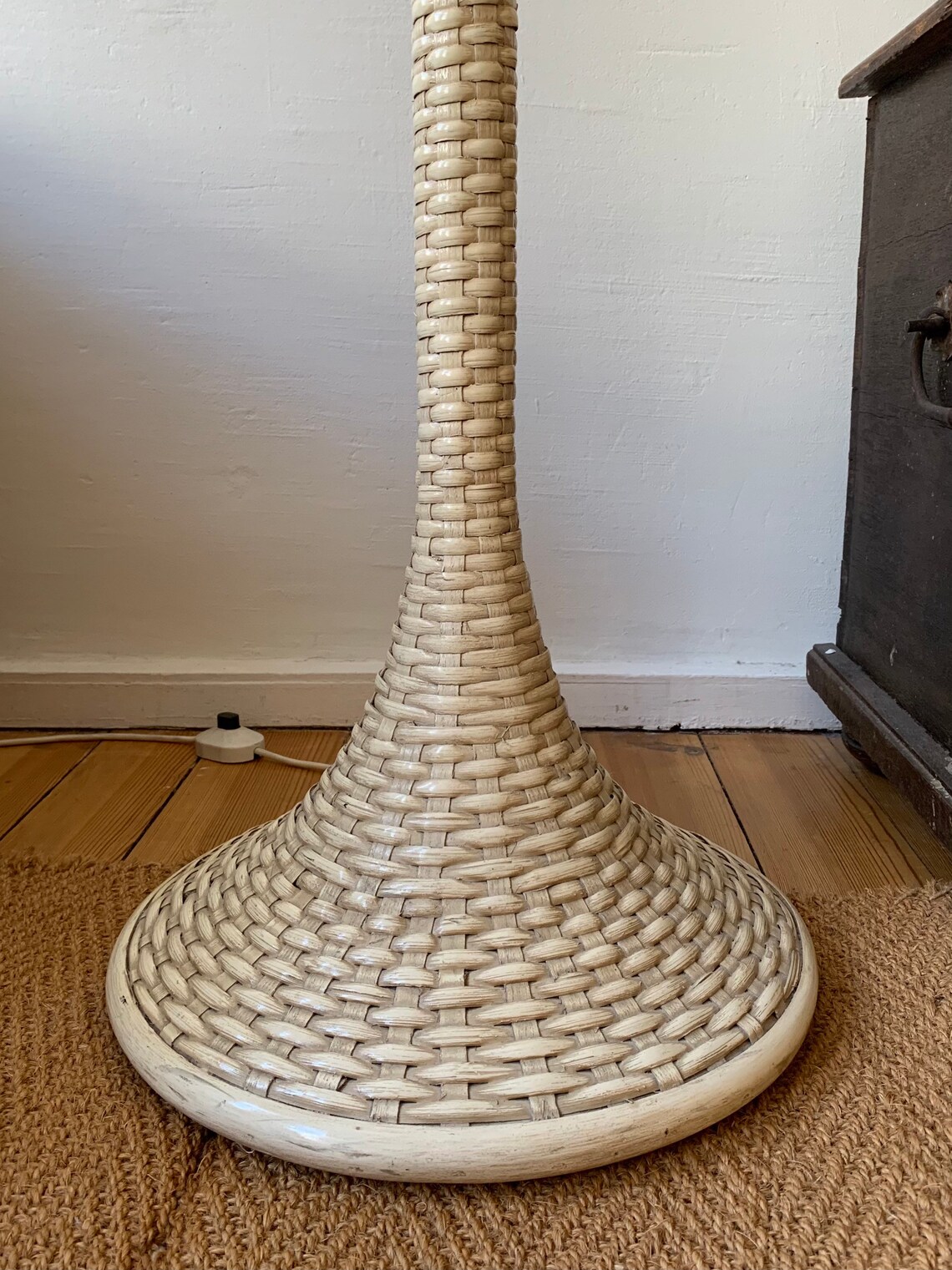 Vintage Rattan Torchiere Floor Lamp Etsy