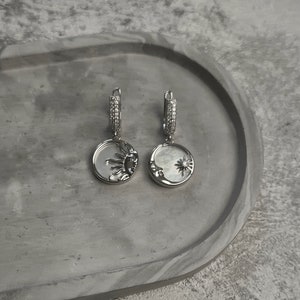 sun and moon silver earrings