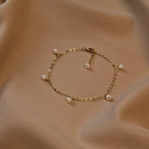 chain pearl anklet