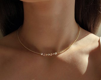 Pearl dainty choker, Genuine Pearls, Gift for her, Handmade choker, Slim Necklace, Tiny Pearl Necklace, Gold Plated choker, Jewelry Gifts