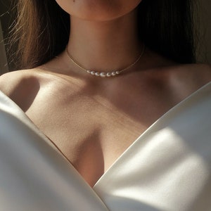 Elegant bridal choker, Gift for her wedding, White pearl pendant, Charm  necklace, Ready for ship