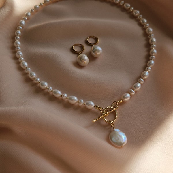 Ciondolo di perle, collana vintage, collana delicata, collana di perle vere, collana fatta a mano, perla d'acqua dolce, regali per donne anniversario