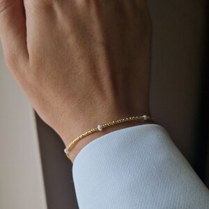 Bracelet with Natural Pearls, Beads Bracelet with Pearls, Dainty bracelet, Elegant custom size bracelet, Gold plated bracelet, Gift for Wife image 2