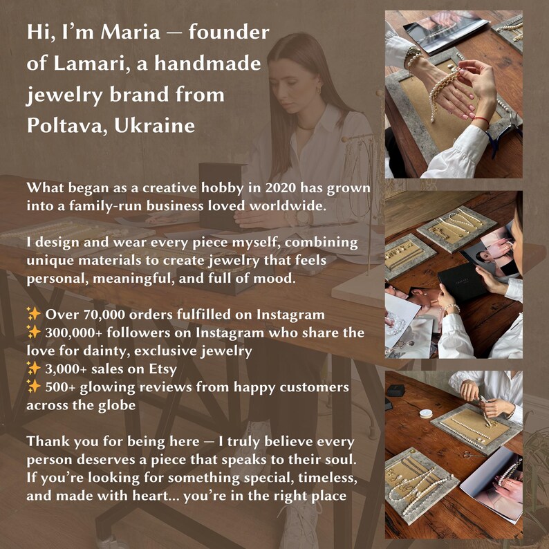 a brochure of a woman sitting at a table