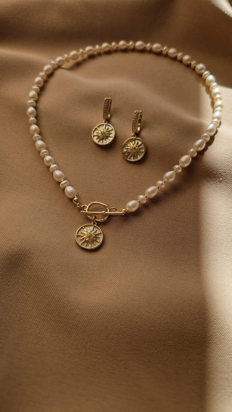 celestial pendant necklace real pearls