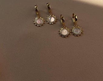 Fijne oorringen met zonhanger, hemelse hangoorbellen, boho-sieraden cadeau voor moeder