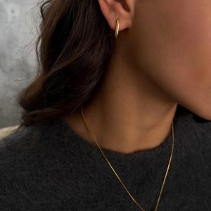 Adjustable Gold Lariat Necklace, Non Tarnish Bolo Tie & Hoop Earrings Set image 4