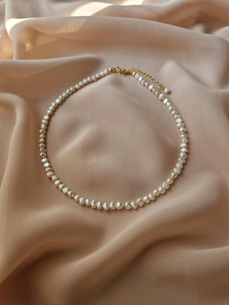 Wedding Bridal pearls choker, Jewelry wedding, White choker, Dainty Tiny Pearl Necklace, Ready for ship image 1