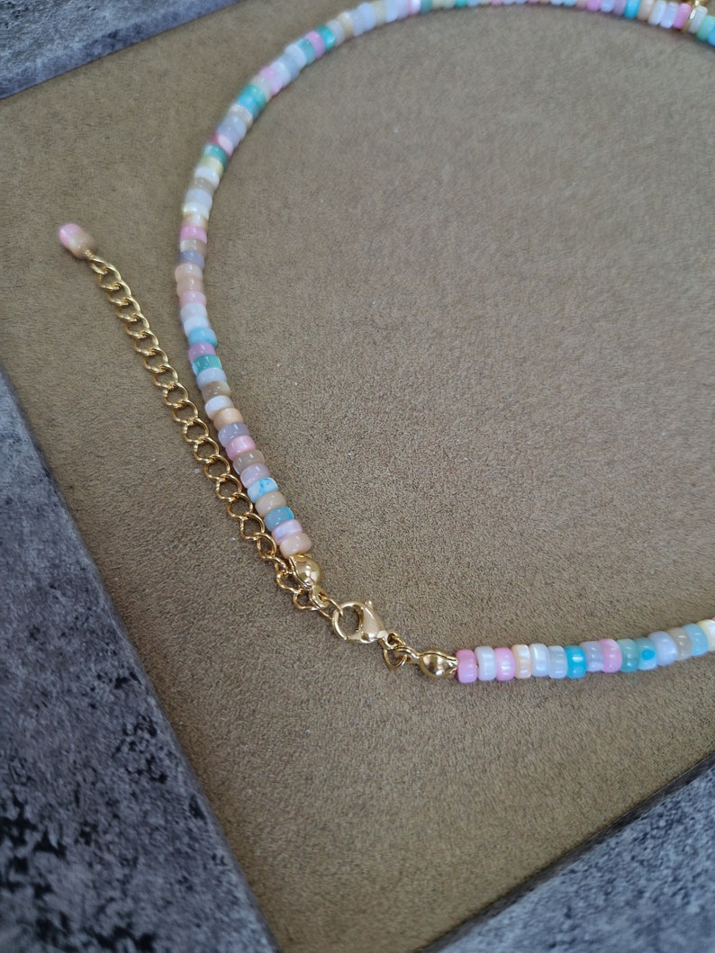 Dainty initial choker necklace, Multicolored pearls, Alphabet Necklace, Letter necklace gold, Soulmate necklace, Name plate necklace image 5