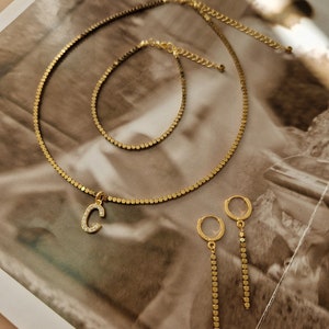 Gold hematite jewelry set, Custom choker necklace, Dainty choker, Initial choker, Personalize necklace, Bridesmaid Gifts, Chain necklace