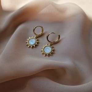 Mother of Pearl Sun Earrings, Bohemian earrings, Celestial Earrings, Luxury Boho Jewelry, Birthday Gift for Her, Gift for Wife image 4