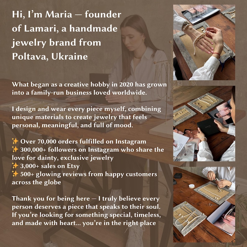 a brochure of a woman sitting at a table