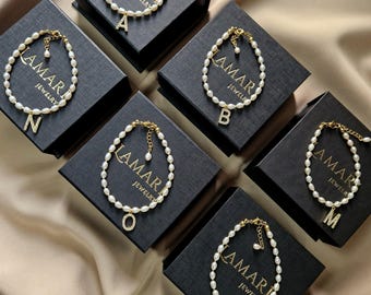 Personalized Bridesmaid Gifts, Bridesmaid Bracelet with Initial, Custom Bridesmaid Proposal Gift, Name Bracelet Gift for Her, Bestie Gift