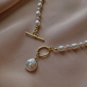 Pendentif en perles, collier vintage, collier délicat, collier de vraies perles, collier fait main, perle d'eau douce, cadeaux d'anniversaire pour femme image 5
