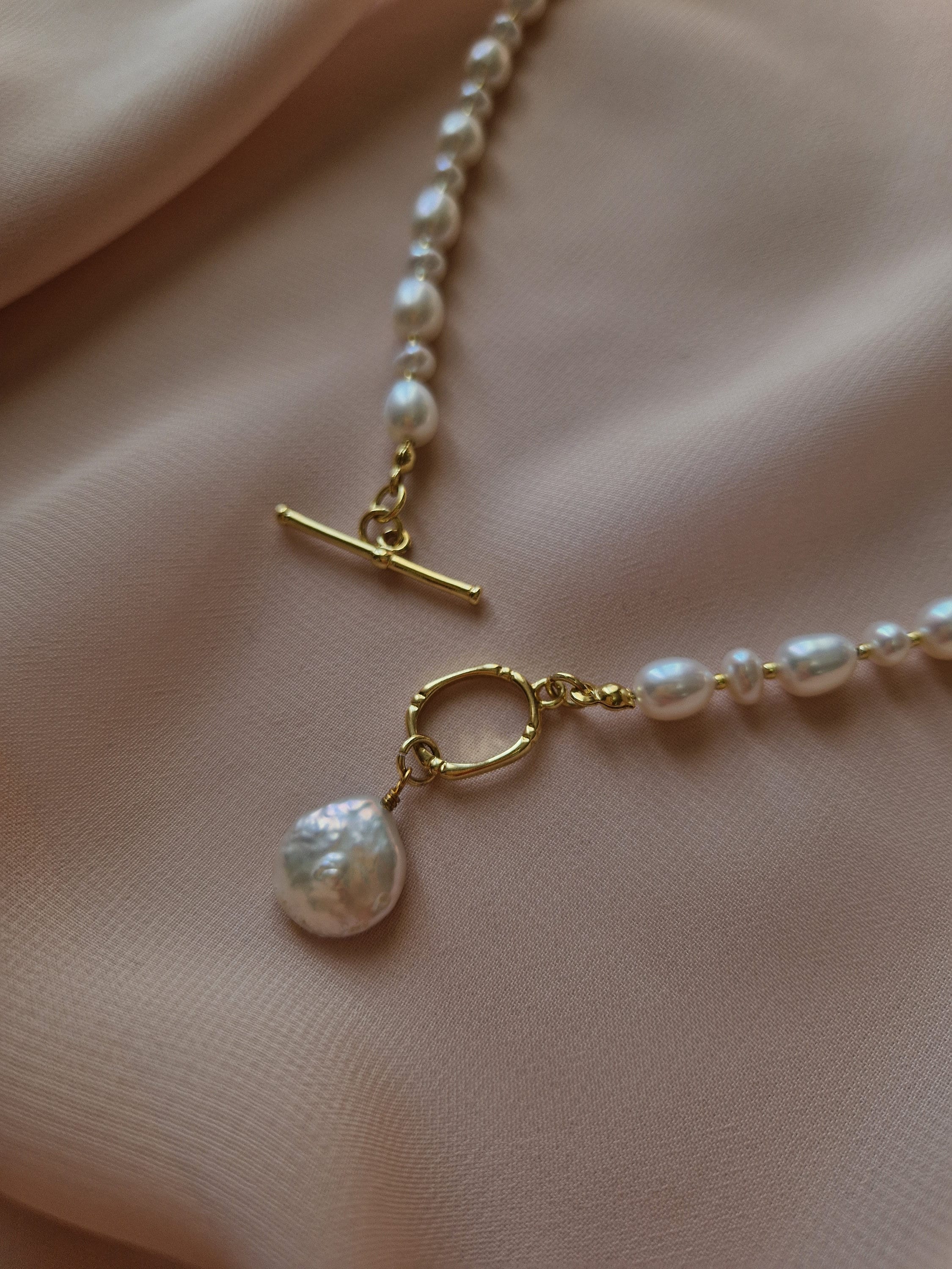 Gold Baroque Pearl Necklace - The Vintage Pearl
