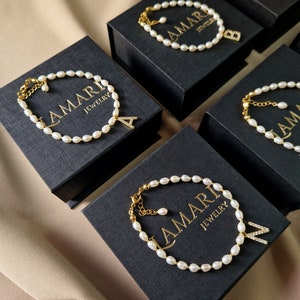 Pearl Initial Letter Bracelet, Will You Be My Bridesmaid Proposal Gift from Bride image 6