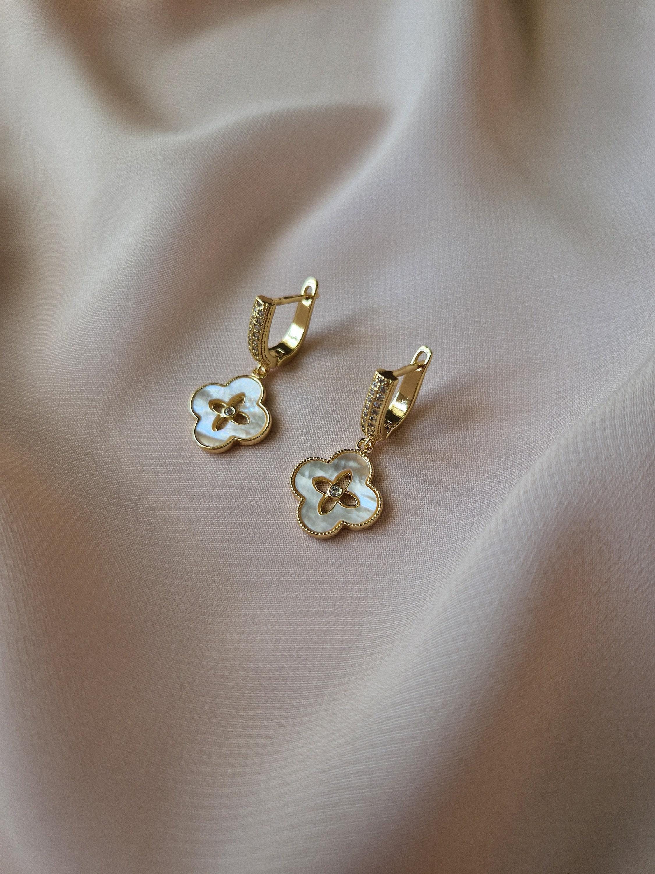 Boucle d'oreille trèfle en acier inoxydable | Or | La chance | Trèfle | Cadeau de