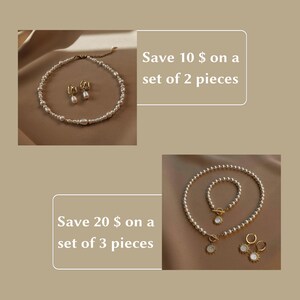 Adjustable Gold Lariat Necklace, Non Tarnish Bolo Tie & Hoop Earrings Set image 5