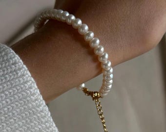 Classic Pearl Bracelet, Freshwater Pearl Beaded Bracelet, Bridal Jewelry Gift