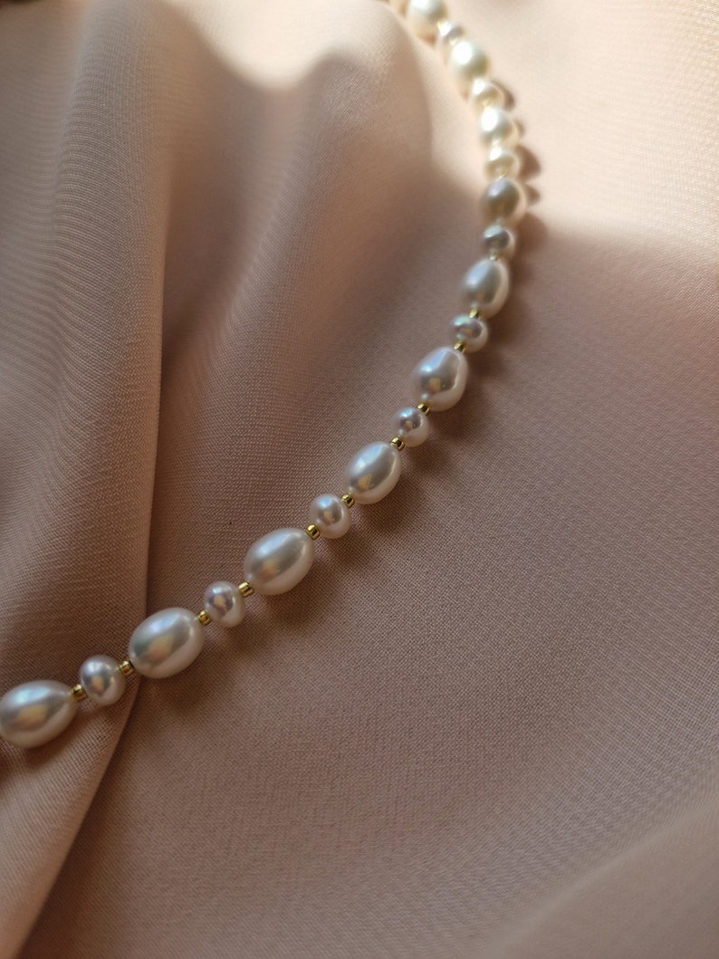 Pendentif en perles, collier vintage, collier délicat, collier de vraies perles, collier fait main, perle d'eau douce, cadeaux d'anniversaire pour femme image 6