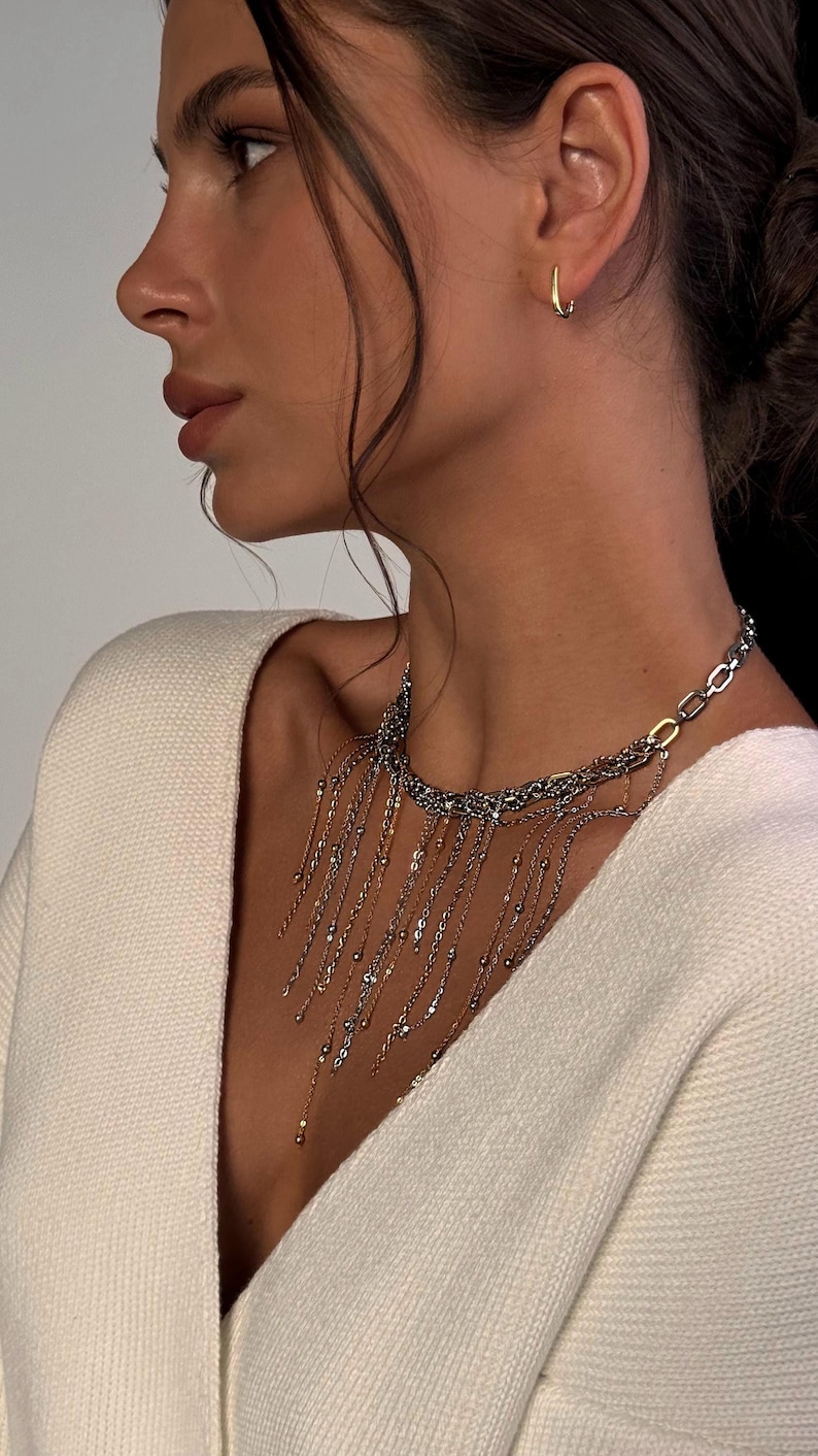 Boho Multi Pendant Chain Necklace