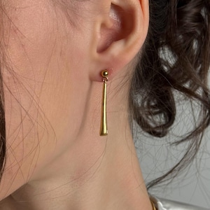 Art Deco Y Necklace for Rehearsal Dinner & Gold Lariat Stud Set image 2