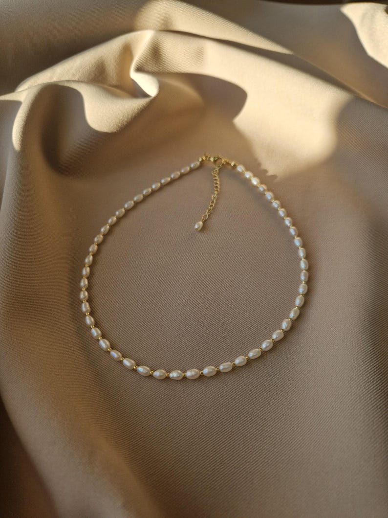 Layered Necklace Set - Pearl Choker and Sun Pendant Long Chain Necklace, Long Gold Earrings with Pearl, Dainty Jewelry for Her Birthday Gift image 7