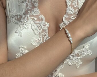 Armband met echte parels, sierlijke vergulde armband, bruiloft bruidssieraden