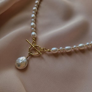 Pendentif en perles, collier vintage, collier délicat, collier de vraies perles, collier fait main, perle d'eau douce, cadeaux d'anniversaire pour femme image 3