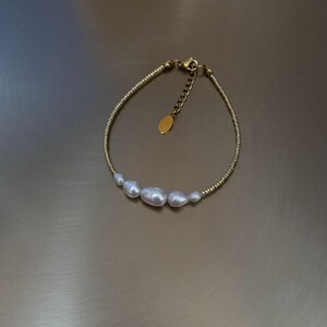 Armband met echte parels, sierlijke vergulde armband, bruiloft bruidssieraden afbeelding 7
