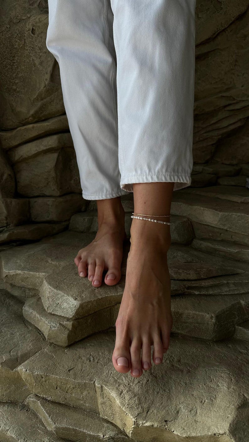 Pearl Ankle Bracelet With Pearls, Natural Pearl Anklet, String of ...