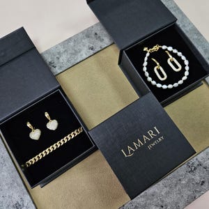 Adjustable Gold Lariat Necklace, Non Tarnish Bolo Tie & Hoop Earrings Set image 11