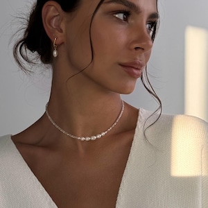 Fijne bruids rocailleschoker, bruiloftparelketting, klassieke pareloorbellen voor bruid