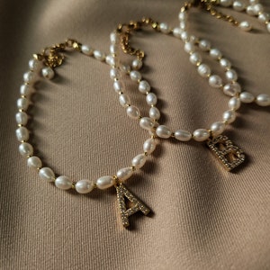 Pearl Initial Letter Bracelet, Will You Be My Bridesmaid Proposal Gift from Bride image 3