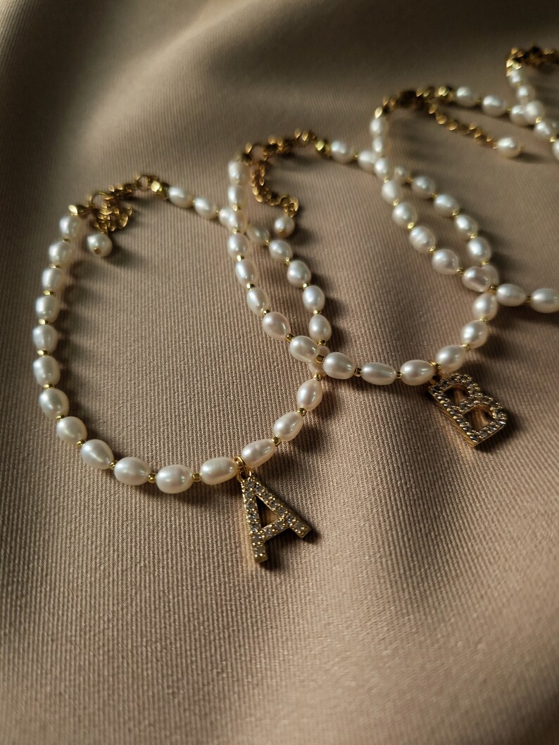 Pearl Initial Letter Bracelet, Will You Be My Bridesmaid Proposal Gift from Bride image 3