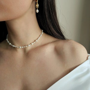 Pearl Earrings Gold, Dangle Pearl Earrings, Bridal Earrings Weddings, Statement Earrings Freshwater Pearls, Real Pearl Earrings image 5