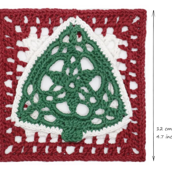 PATTERN Christmas Tree Granny Square - Christmas Tree - PDF Crochet Pattern with Photo Tutorial and Diagram- Digital download