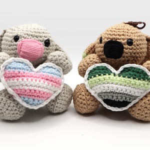 LGBTQ+ Crochet Bunny Pattern: Aromantic/Transgender Heart (PDF Digital Download)