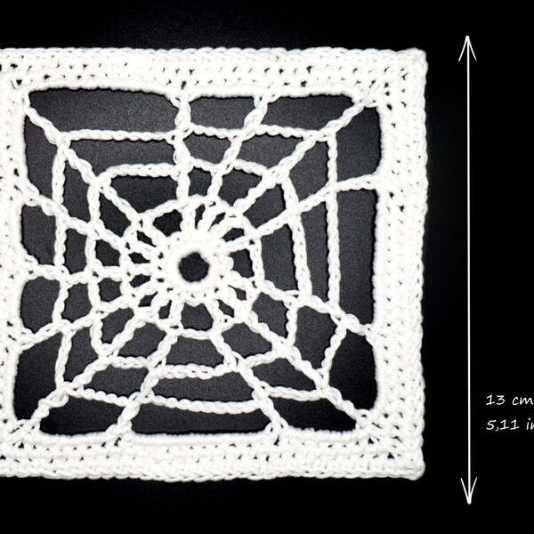 PATTERN Halloween Granny Square - Spiderweb 2 Granny Square - PDF Crochet Pattern with Photo Tutorial and Diagram- Digital download