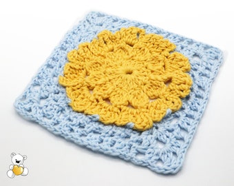 PATTERN Granny Square - Flower Granny Square - PDF Crochet Pattern with Photo Tutorial and Diagram- Digital download