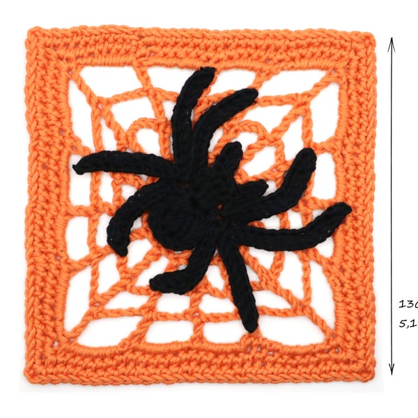 PATTERN Halloween Granny Square - Spiderweb and Spider Granny Square - PDF Crochet Pattern with Photo Tutorial and Diagram- Digital download