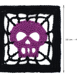 PATTERN Halloween Granny Square - Skull Granny Square - PDF Crochet Pattern with Photo Tutorial and Diagram- Digital download
