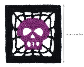 PATTERN Halloween Granny Square - Skull Granny Square - PDF Crochet Pattern with Photo Tutorial and Diagram- Digital download