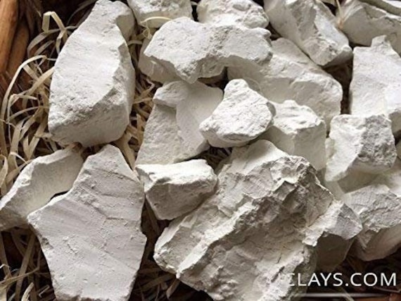 Edible Clay : WHITE Pressed Clay edible chunks (lump) natural for eating  (food)