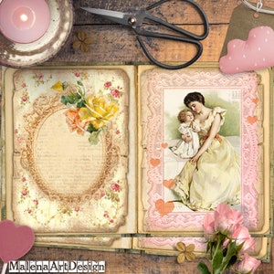 Junk Journal, Papéis, Vintage, Cartões Digitais Imprimíveis, Papéis para Artesanato, Scrapbook, TAGS, Páginas