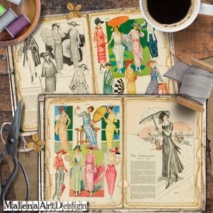 Papéis, Costura, Cartões Digitais Imprimíveis, Vintage, Cartões, Senhoras, Artesanato, Moda, Scrapbook, Junk Journal, TAGS,