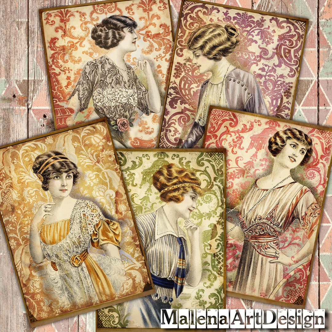 Women, Cards, TAGS, Digital Cards Printables, Vintage, Papers for ...