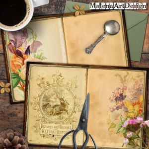Papéis, Cartões Digitais Imprimíveis, Flores, Botânico, Vintage, Papéis para Artesanato, Scrapbook